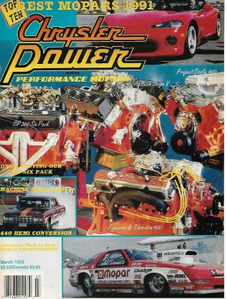 CHRYSLER POWER 1992 MAR - MACHINE SHOP BASICS, DYNO 360 6 PACK, PROJ DOOLIE 